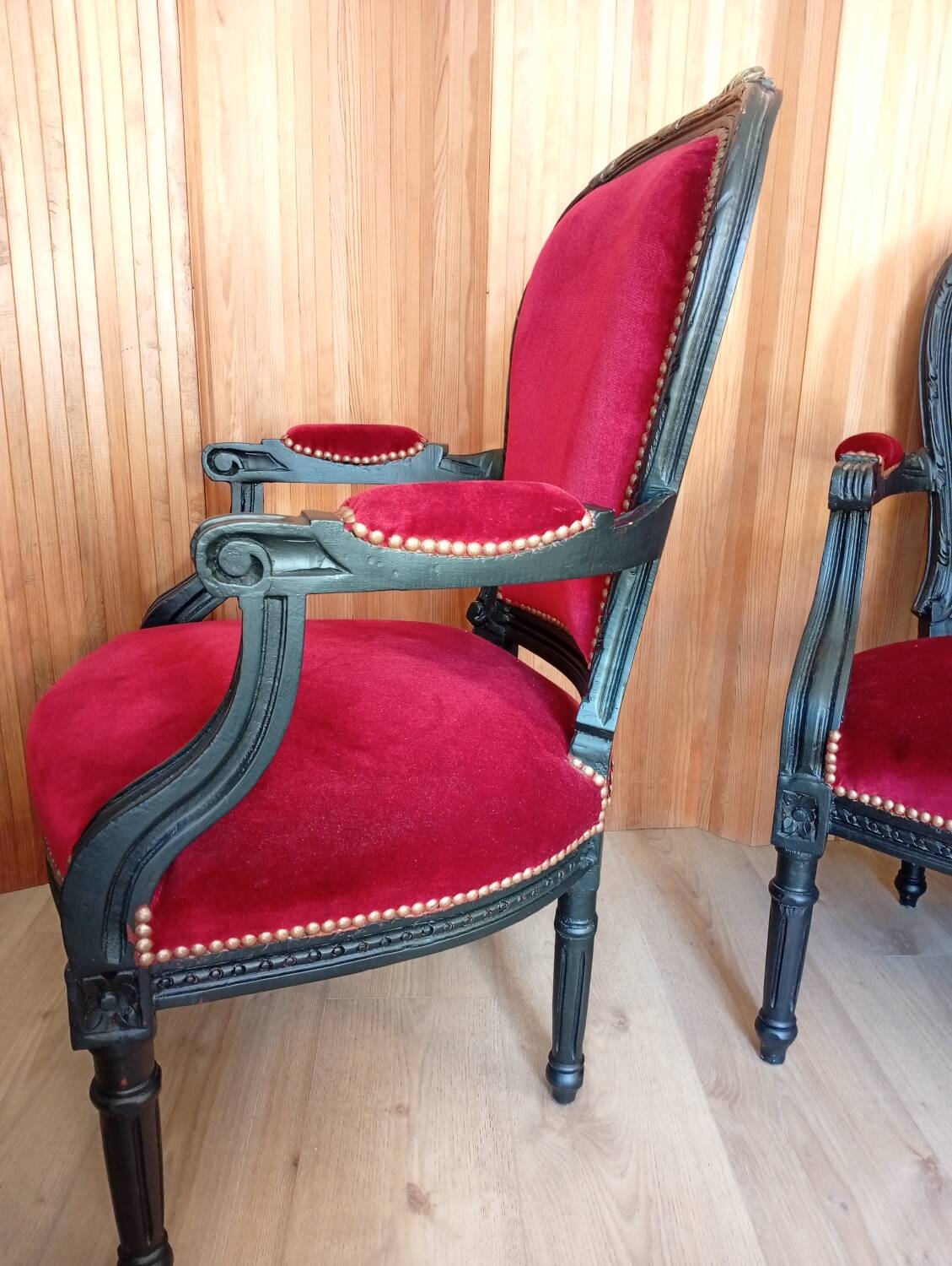 Pair of Louis XV style cabriolet armchairs