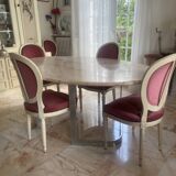 Table à manger ovale vintage en marbre