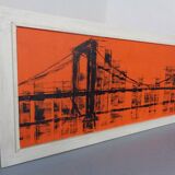 Brooklyn Bridge, New York, 1970s, Acrylic on Wood, Framed