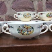 Rare set of 12 bowls with 2 handles Obernai Sarreguemines Lux