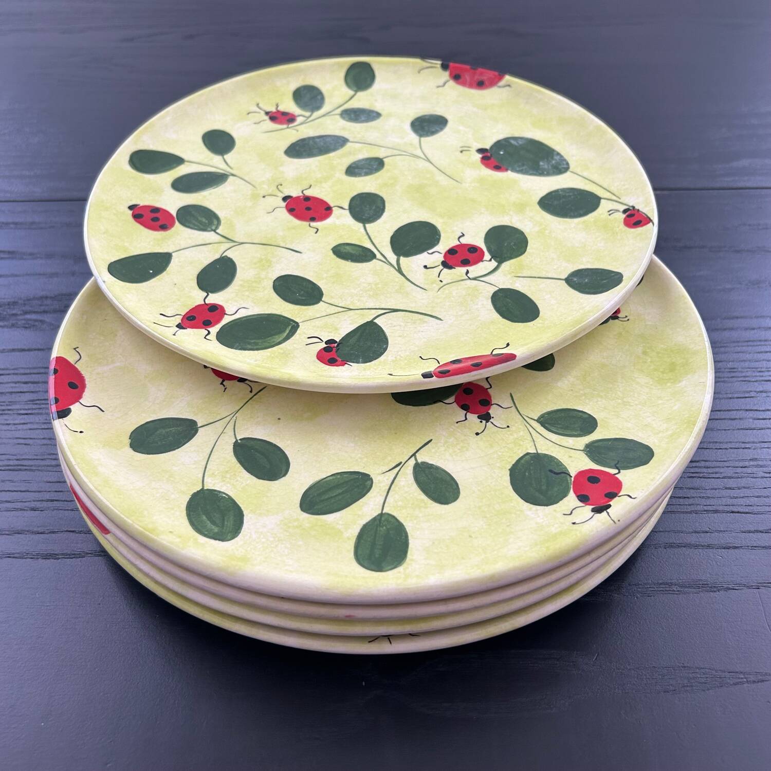 Service de 5 assiettes décor coccinelles
