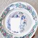 Large vintage Italian oval dish decorated with birds, flowers and fruits