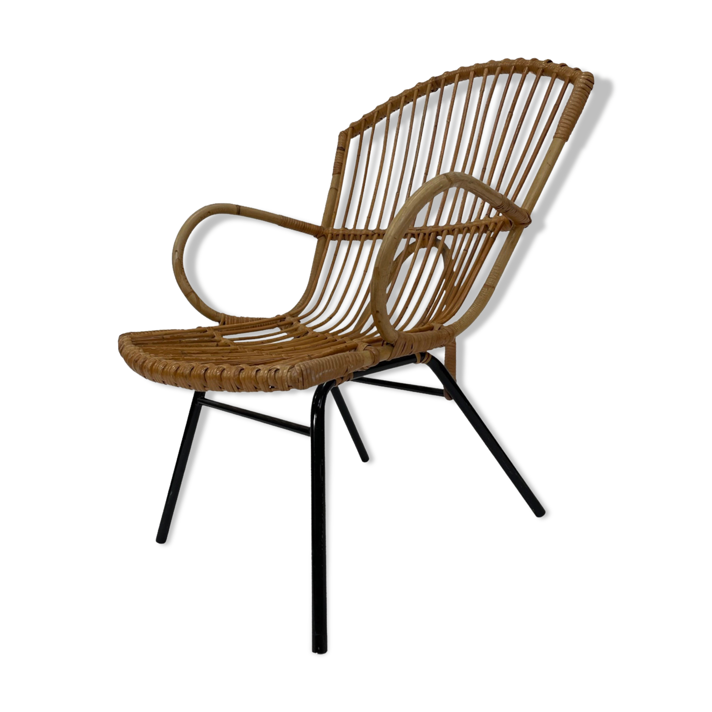 Vintage rattan chair by Dirk van Sliedregt Rohe Noordwolde 1960 in the Netherlands