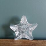 Star candle holder in glass or bubbled crystal, Biot style