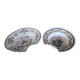 Two antique shaving dishes in decorated earthenware, hand-painted