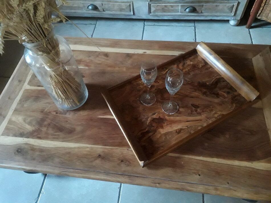 Wood marquetry serving tray