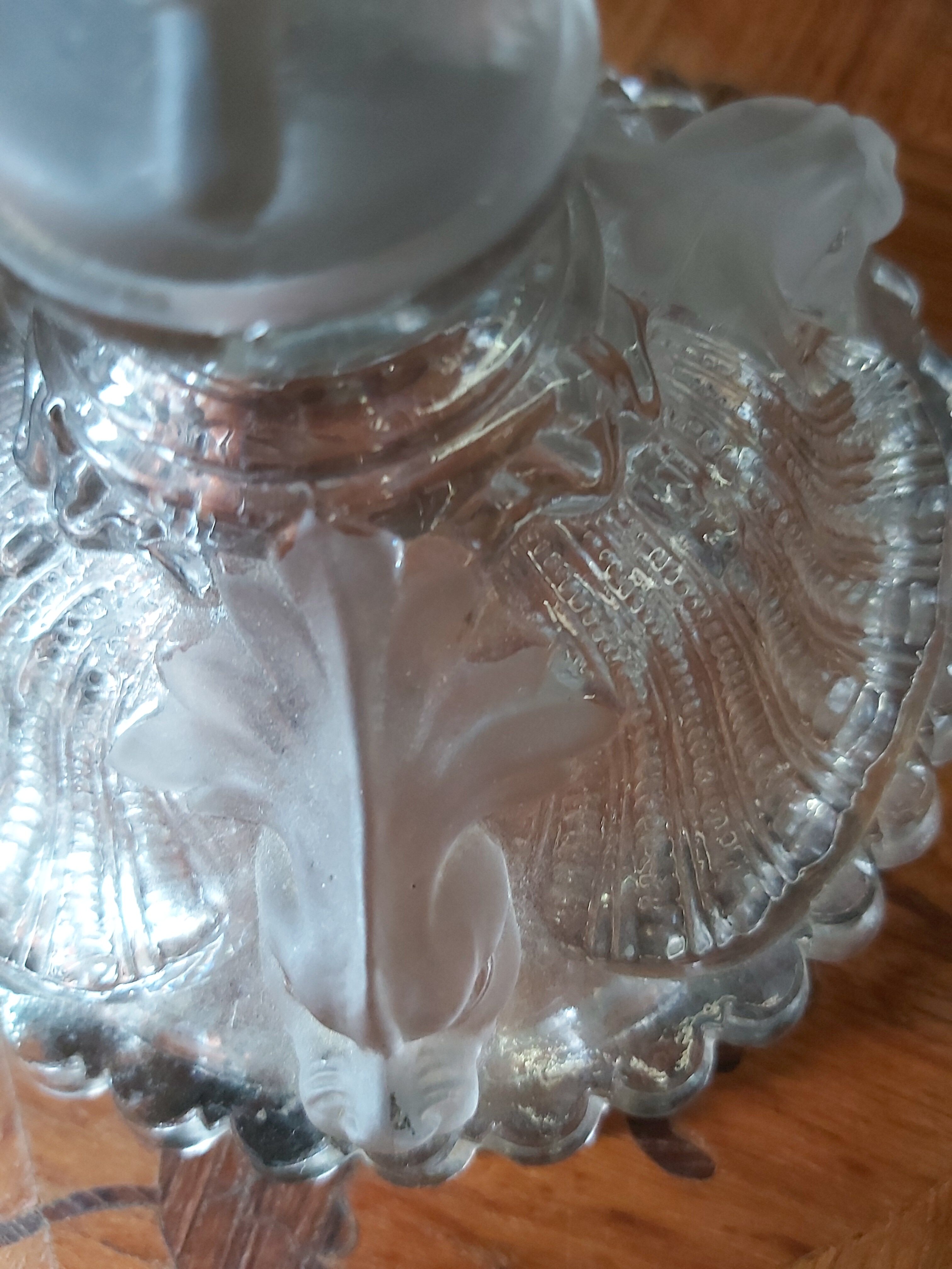 Pair of molded glass torque candlesticks