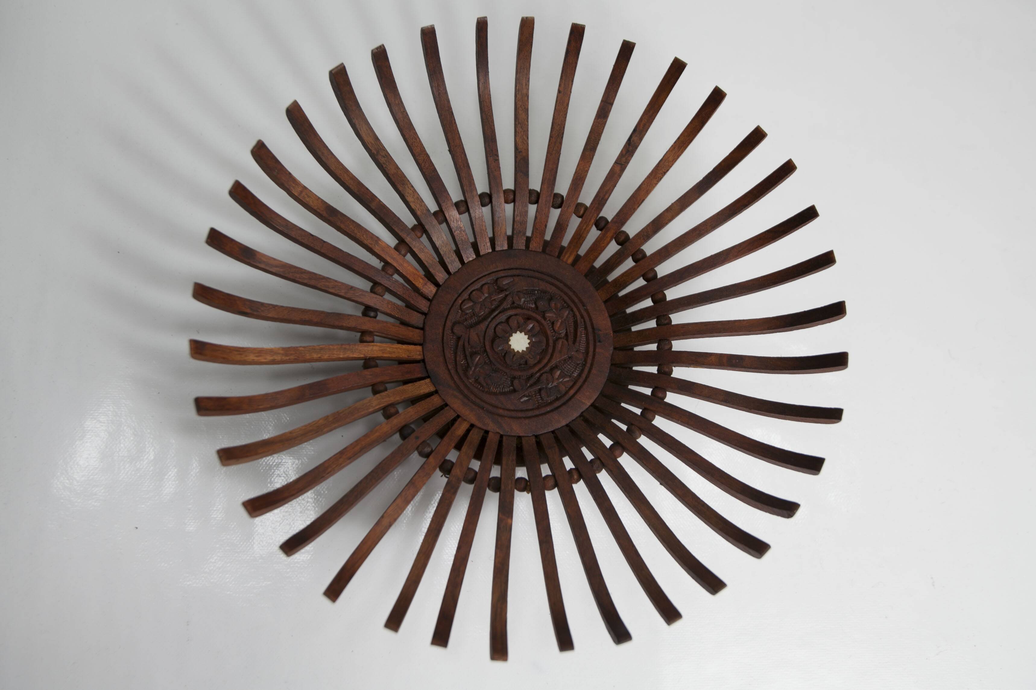 Handcrafted fruit dish 1960 solid wood unique piece