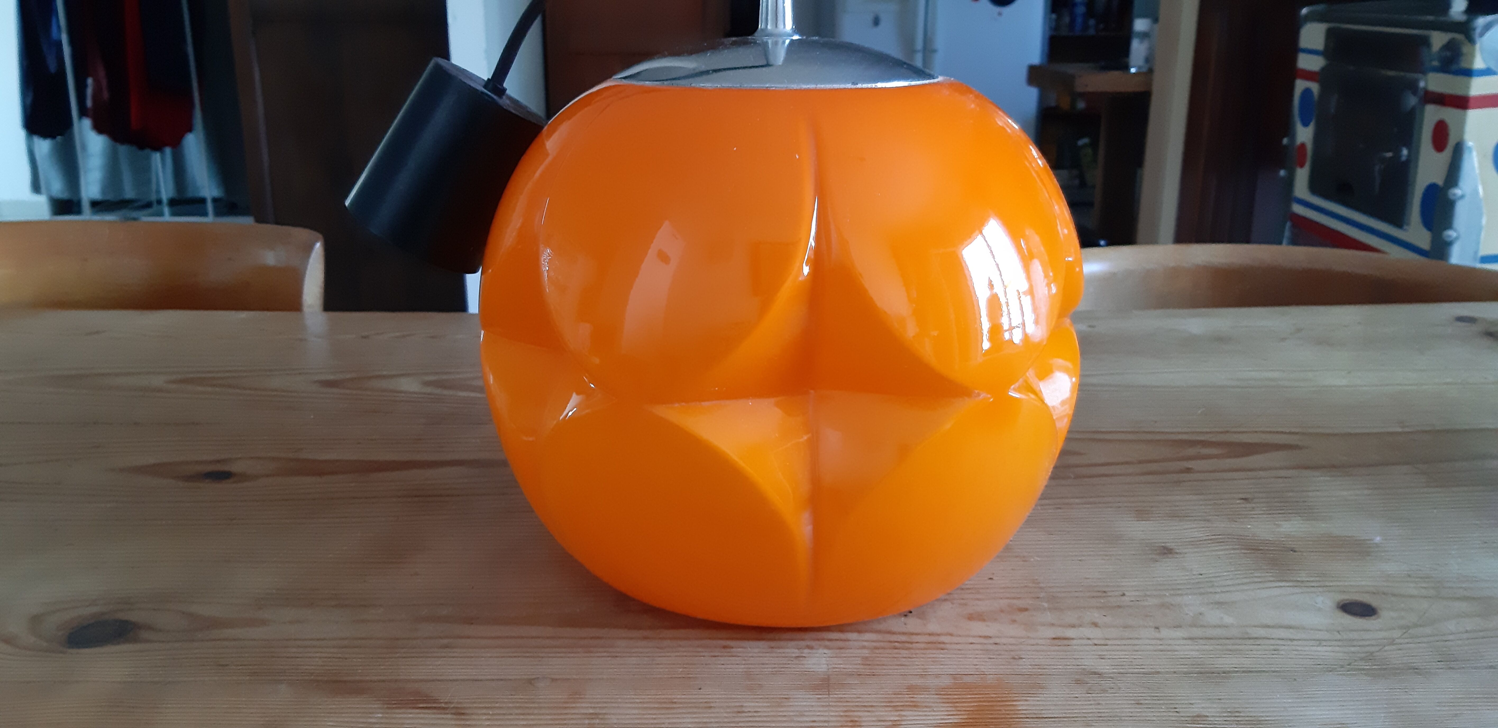 Vintage Putzler pendant lamp in Orange and White Opaline