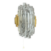 Beautiful CUBIC Ice Glass Wall Light by Hillebrand Lights, Germany, 1970s