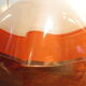Berlingot pendant lamp from the 60s, white, orange and transparent glass