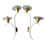 Pair of metal and glass sconces, 50s