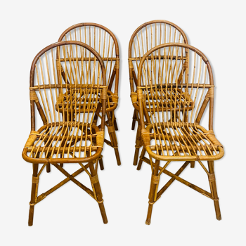 Chaises bambou & rotin circa 1960/70