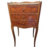 Pair of louis xv style bedside tables in marquetry