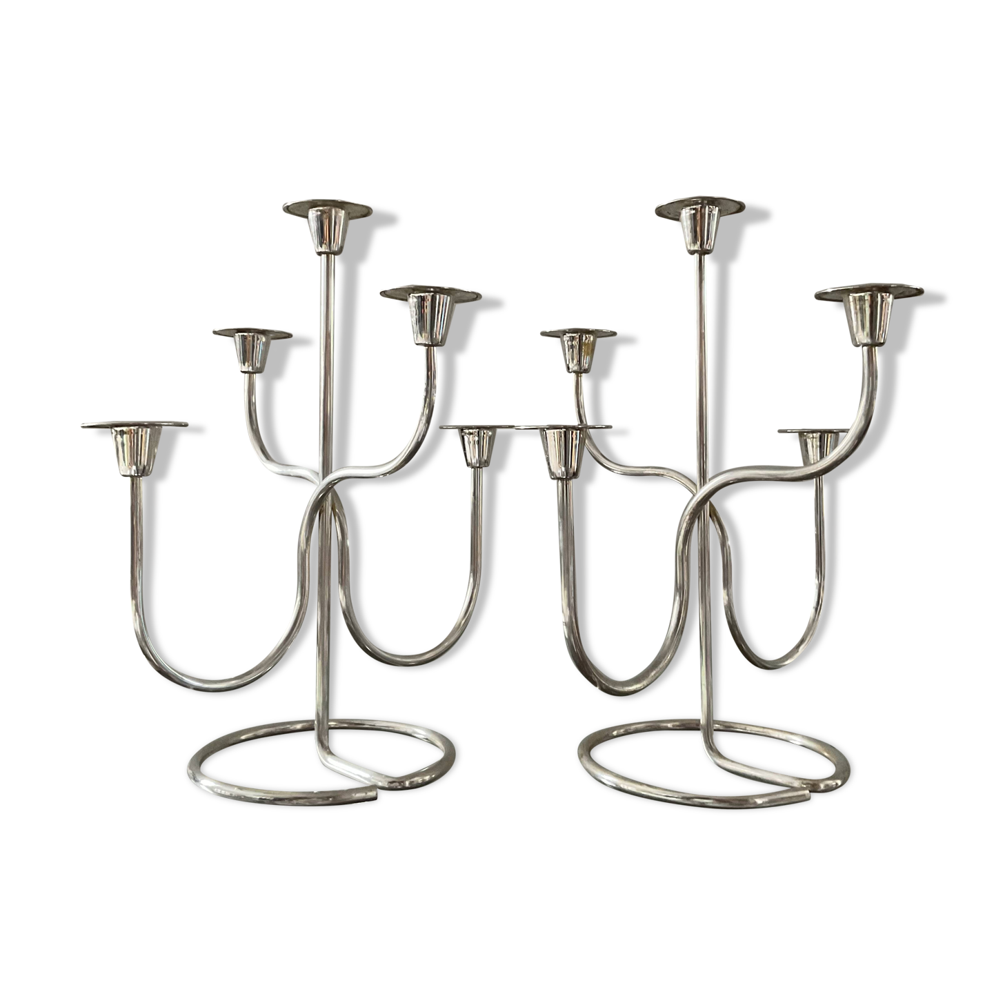 Pair of Tommy Larsen silver brass candlesticks from the 70s