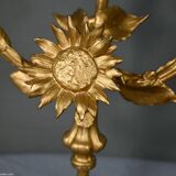 Pair of candelabra in gilded spelter and onyx – 1940