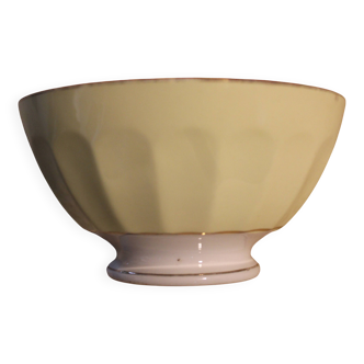 Antique earthenware bowl, pastel yellow