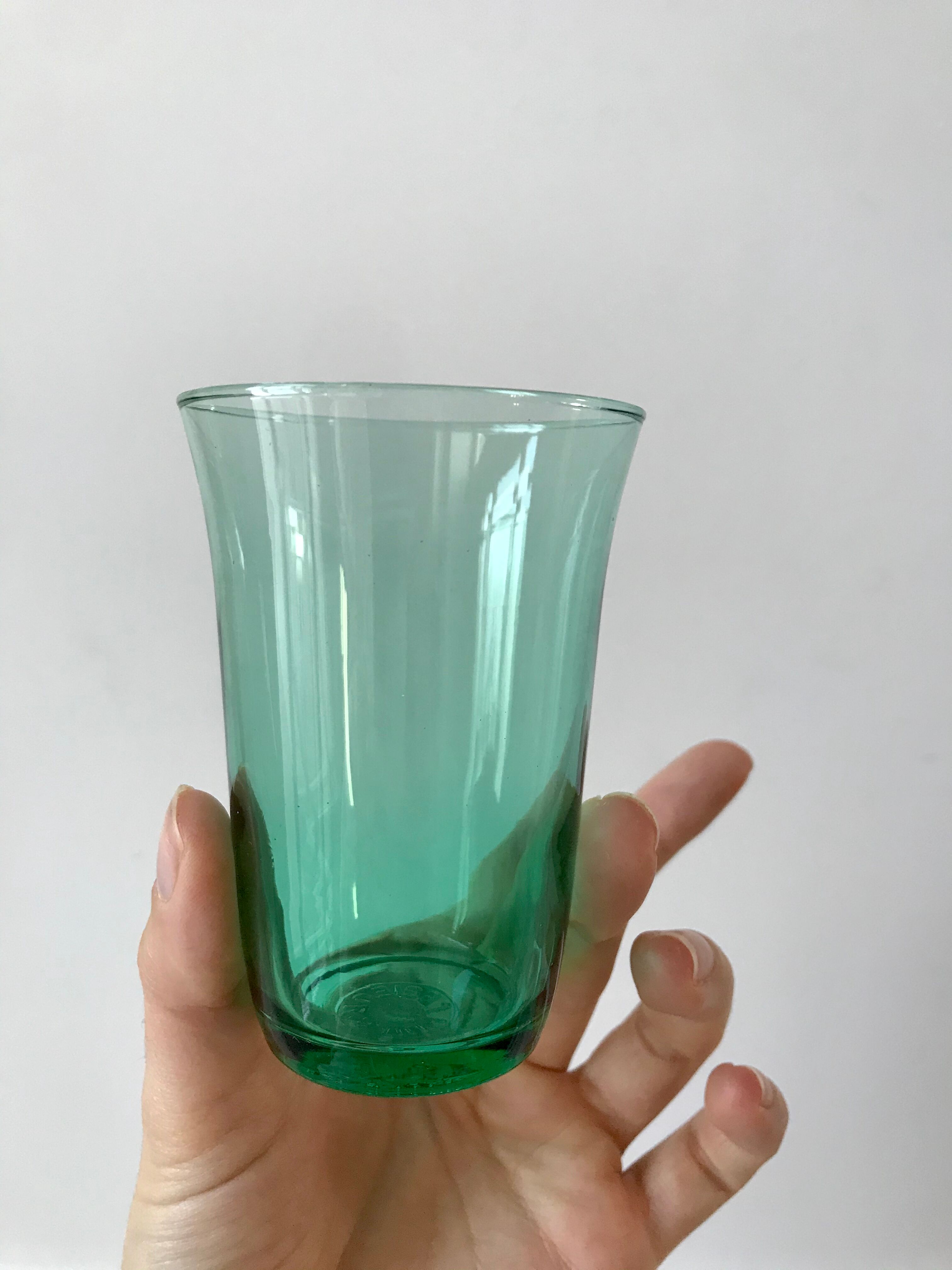 Lot de 6 verres à eau vert années 70