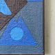 Mid-Century Modern Swedish "Geometric Blue", Vintage Abstract Oil Painting, Framed
