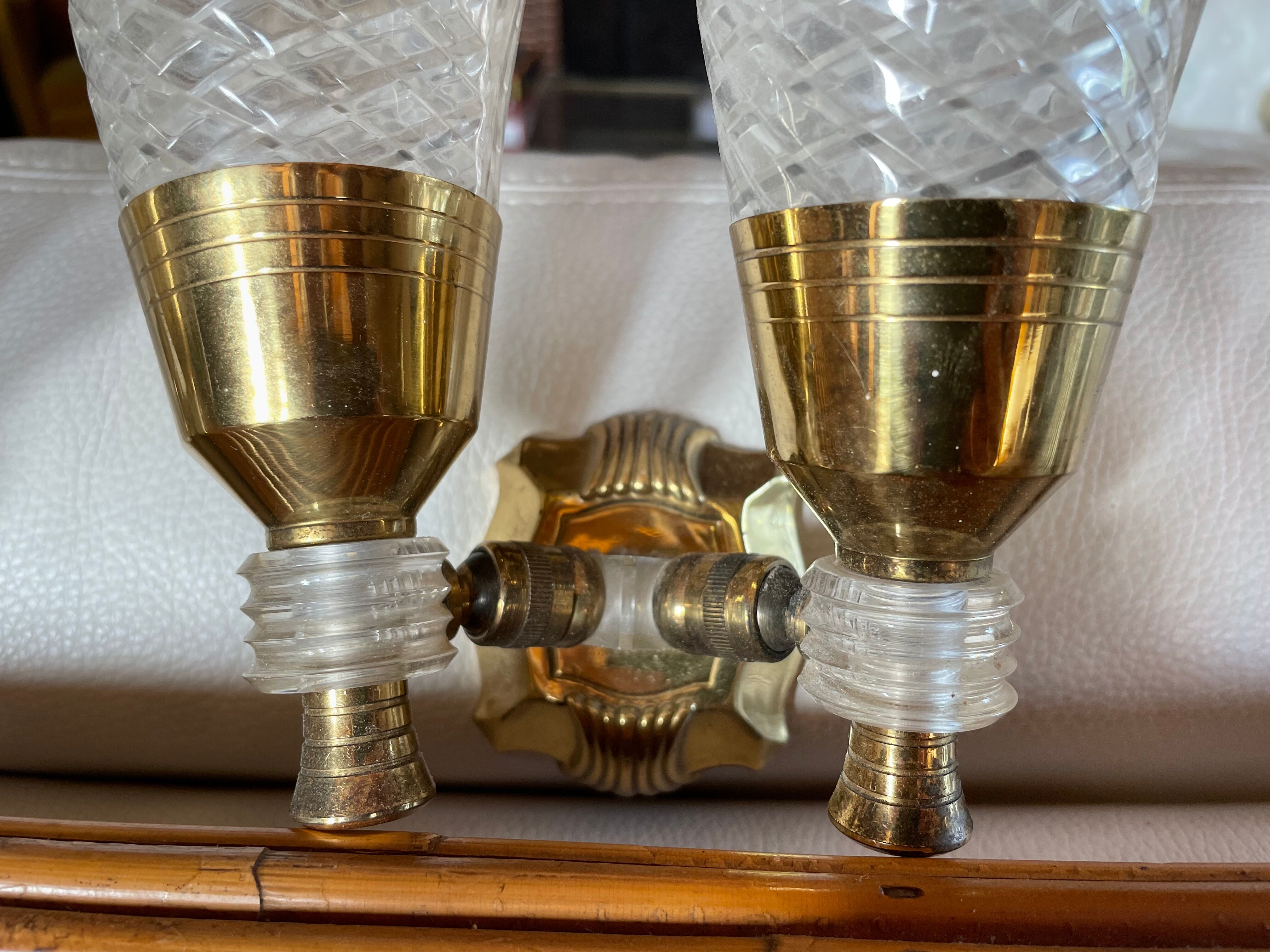 Pair of double sconces in brass 1950