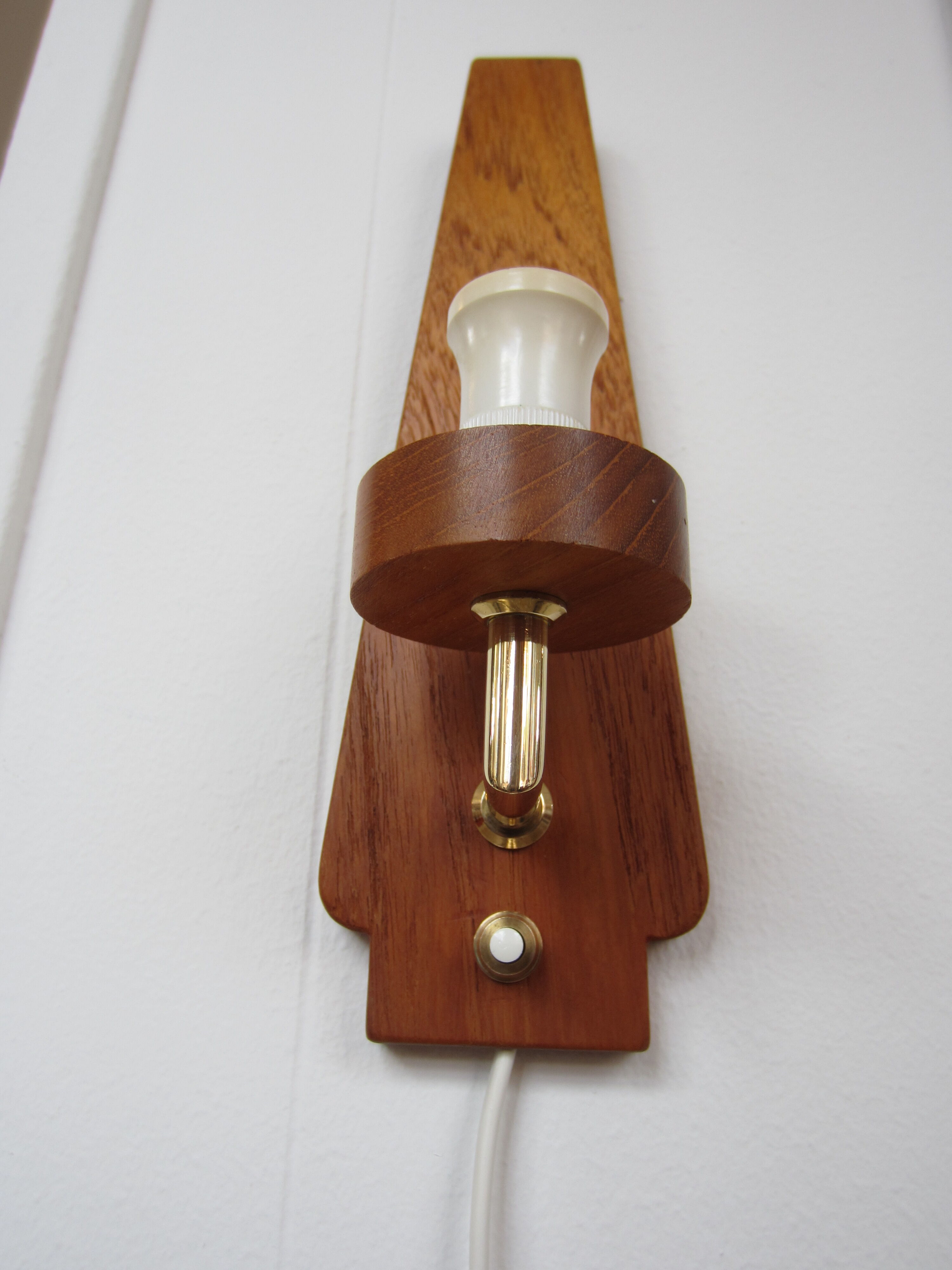 Scandinavian teak and glass wall lamp