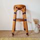 Vintage high stool Multicanne - Rattan & blue Rilsan