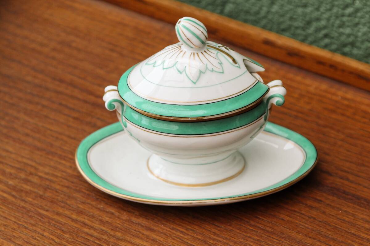 Antique mustard pot in Paris porcelain