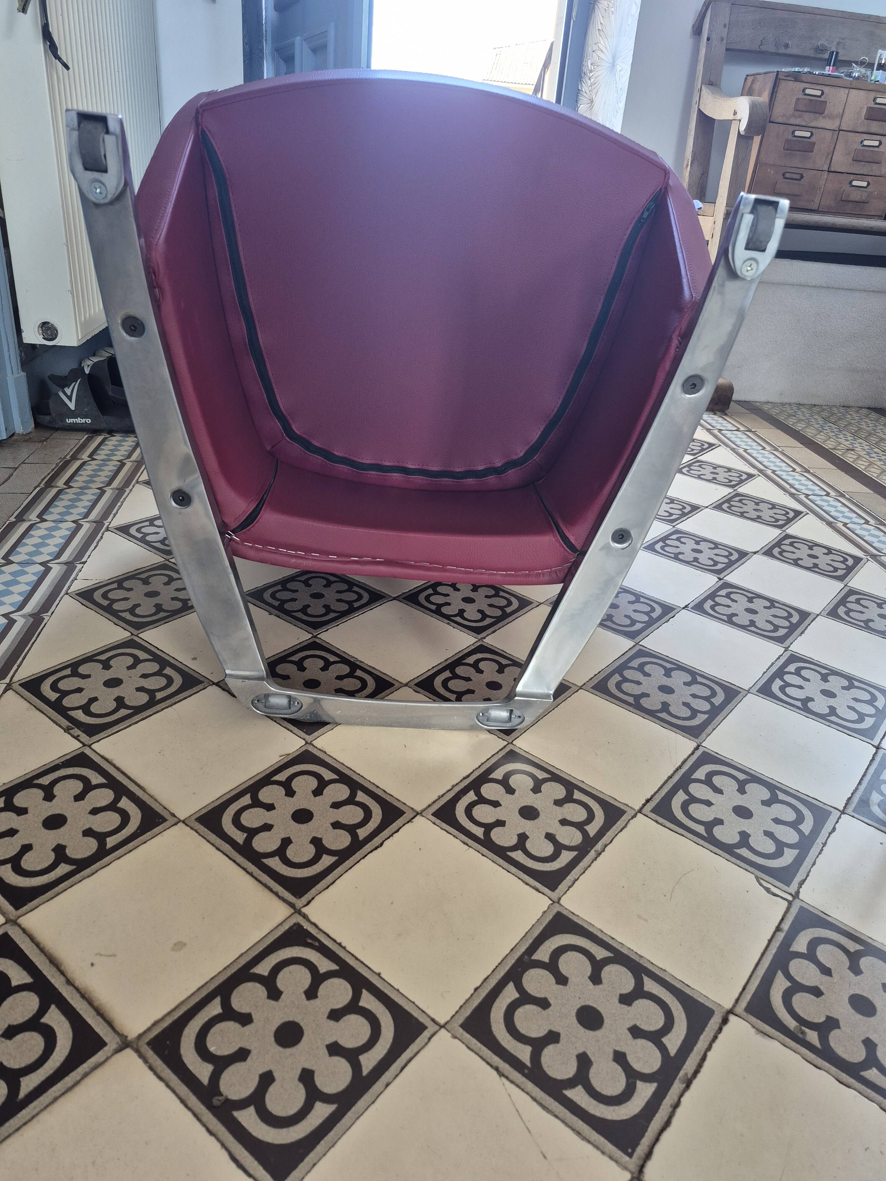 4 leather armchairs with chrome legs, design harmony