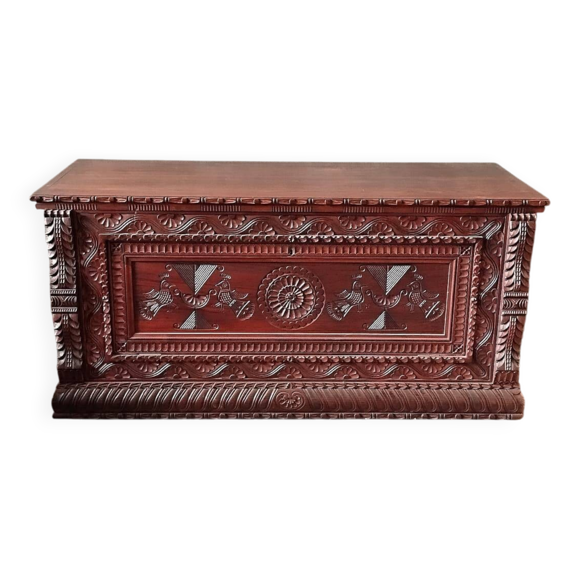 Carved wooden chest