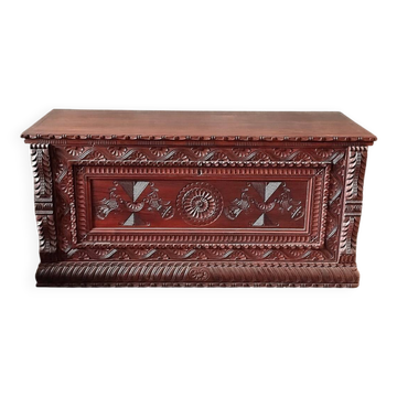 Carved wooden chest
