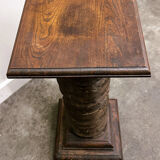 French antique wooden pressoir press screw column converted into sculptural pedestal
