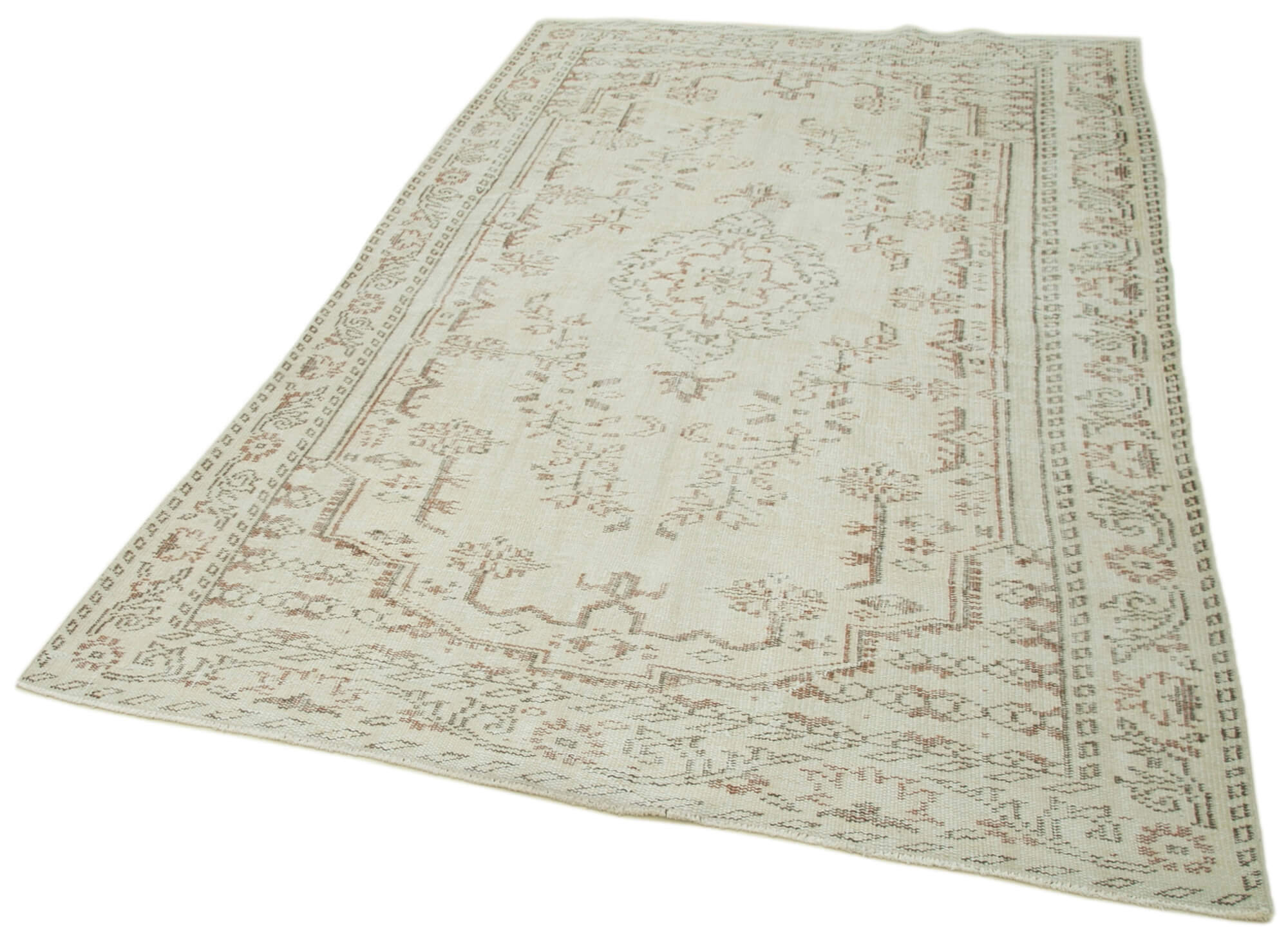 Handmade rustic oriental beige rug 163 x 267 cm