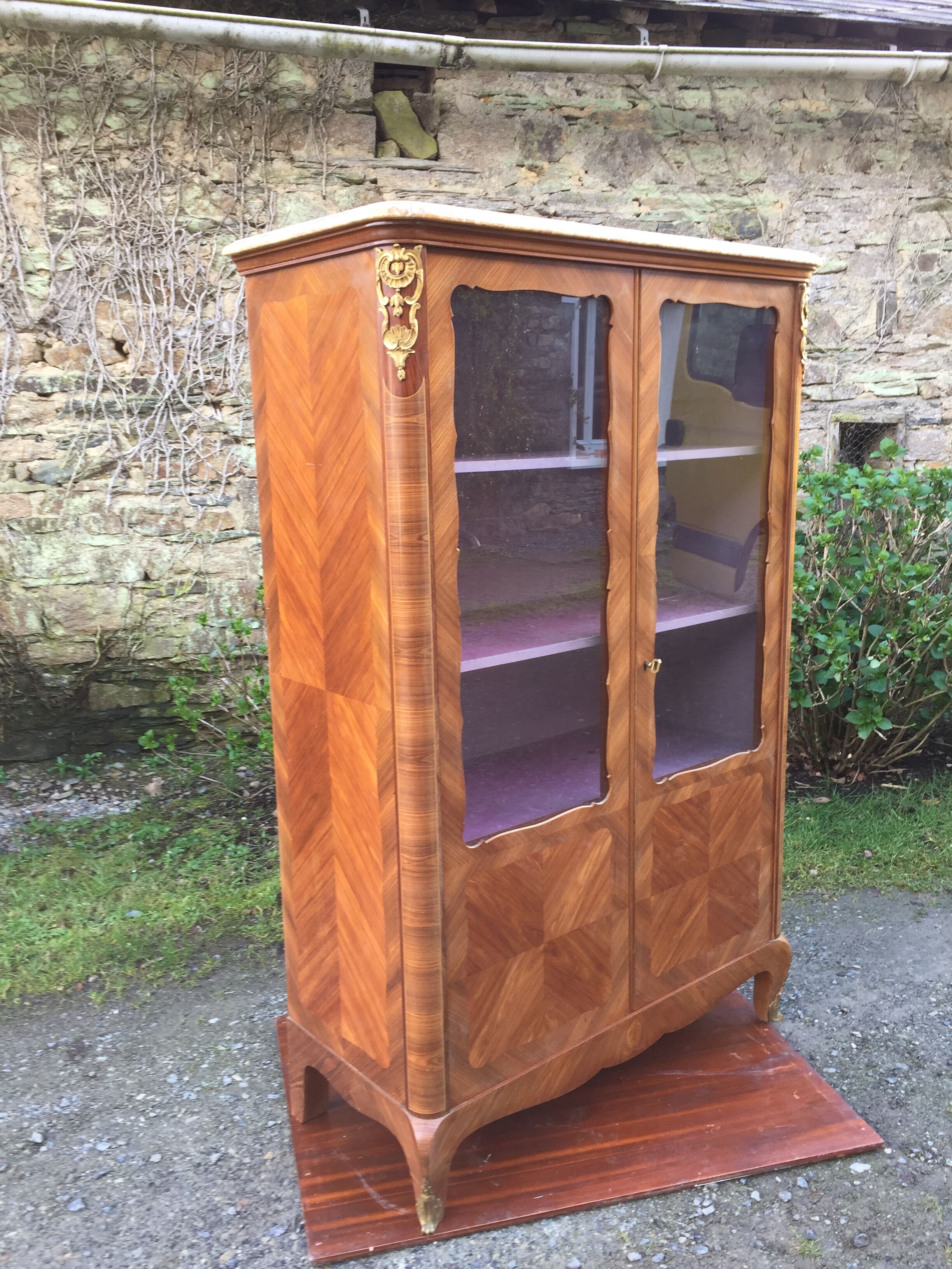 Louis XV marquetry library display case with 2 doors stamped Maurice Rinck