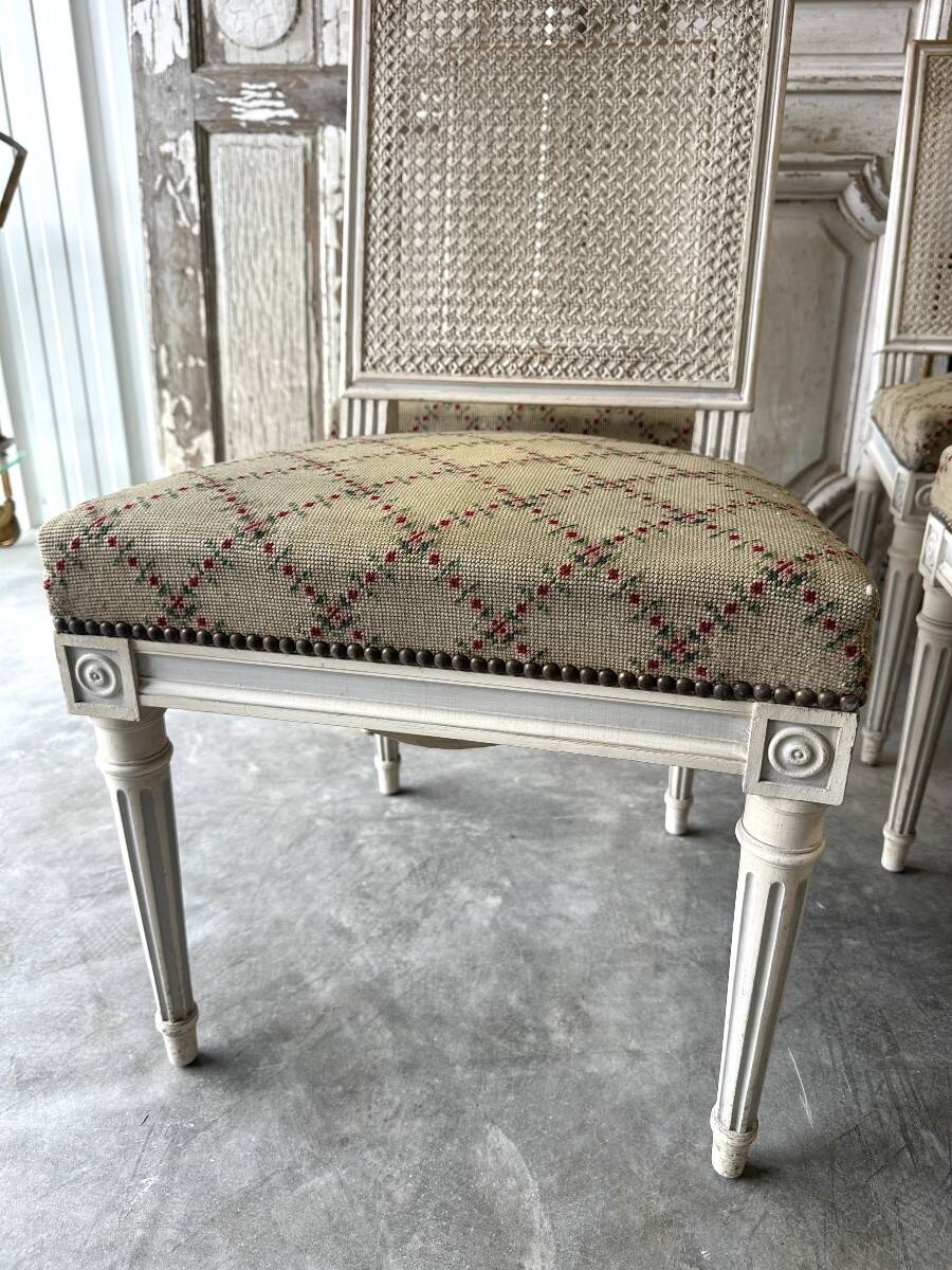 Set of 6 lacquered Louis XVI chairs circa 1950
