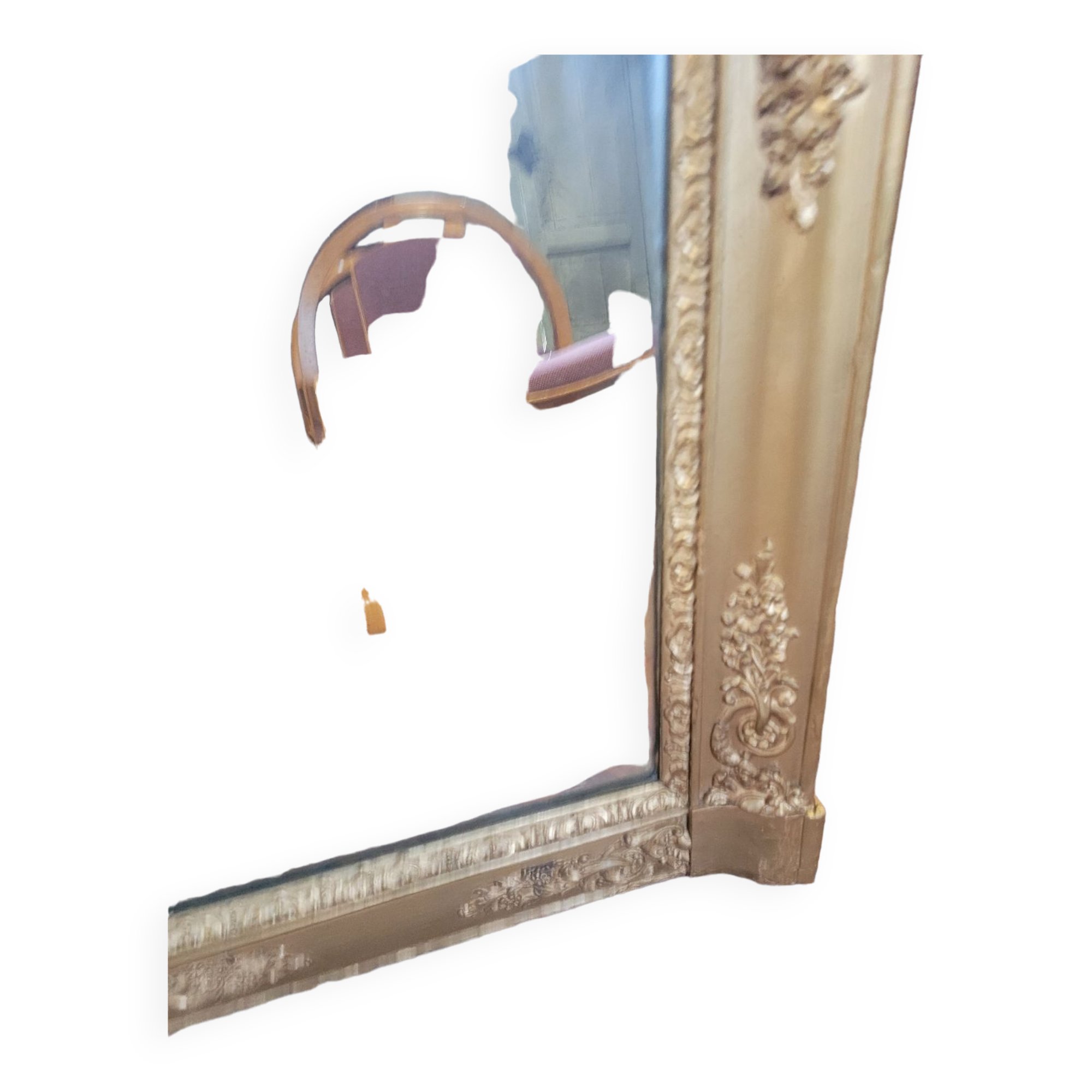 Golden mirror xixth period restoration 132×110cms