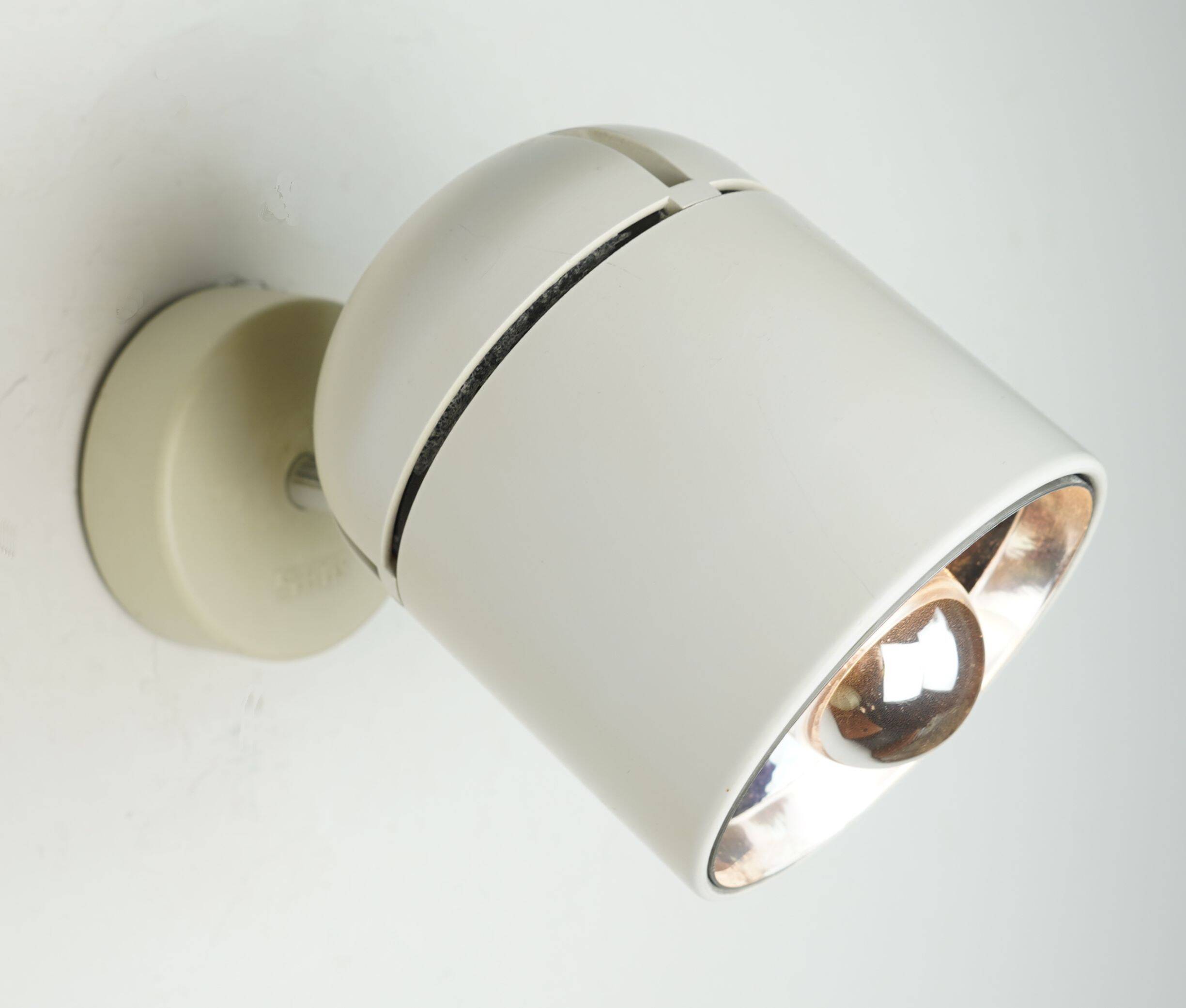 1/6 - adjustable WALL LAMP sconce staff duo spotlight, white, 1970s