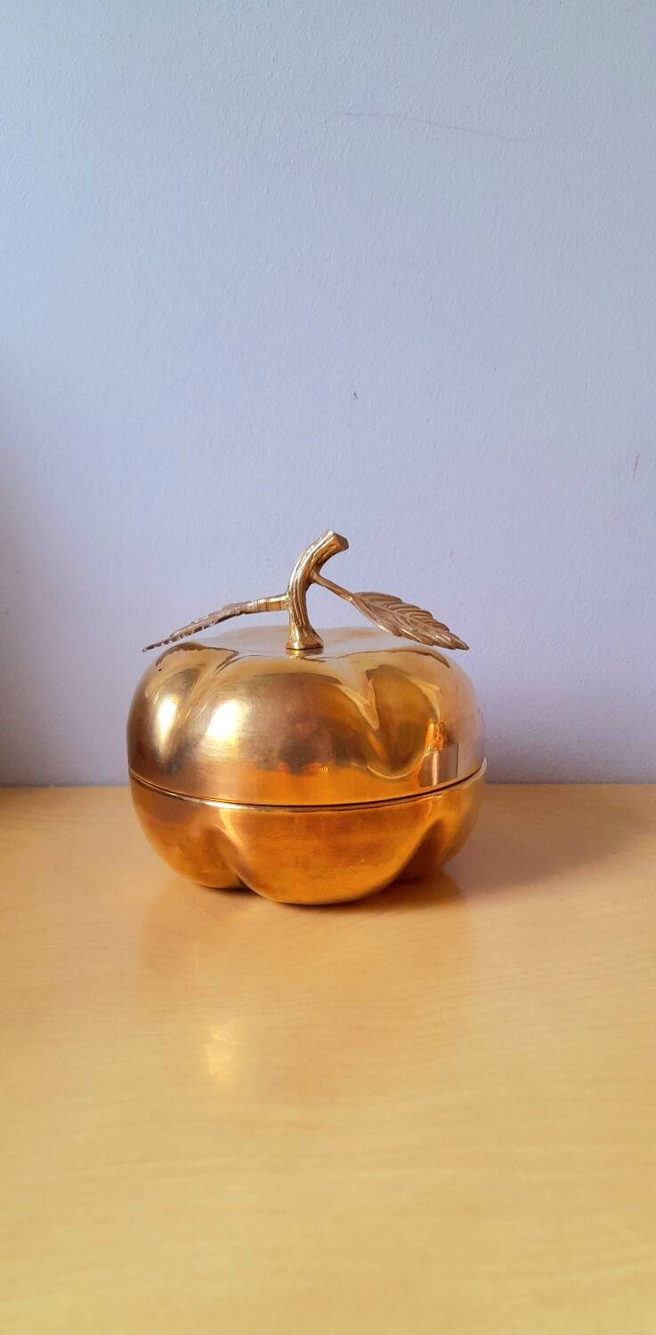 Apple and pear brass boxes from the 70s