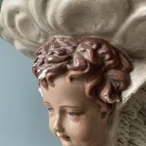 Nineteenth century plaster wall console, cherub decoration
