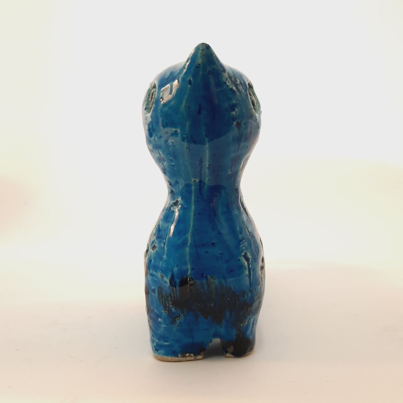 Vintage cat statue, Aldo Londi for Bitossi, Rimini blue series
