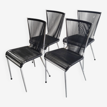 Set of 4 vintage scoubidou chairs 1960
