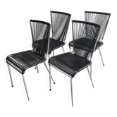 Suite de 4 chaises vintage scoubidou 1960