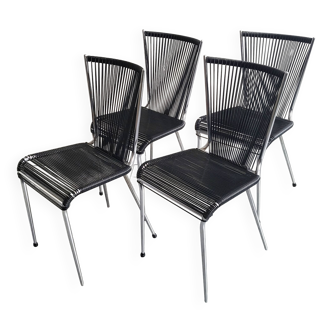 Set of 4 vintage scoubidou chairs 1960