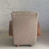Art deco armchair in walnut and curly fabric