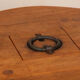 Round coffee table in solid oak and wrought iron, 1950.