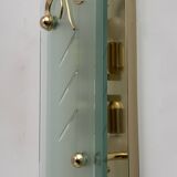 Pair of Mid-Century Modern Italian Crystal and Brass Sconces, 1970s