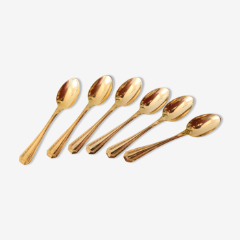 Set of 6 small golden spoons Christofle, vintage