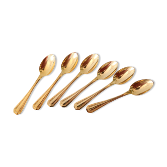 Set of 6 small golden spoons Christofle, vintage