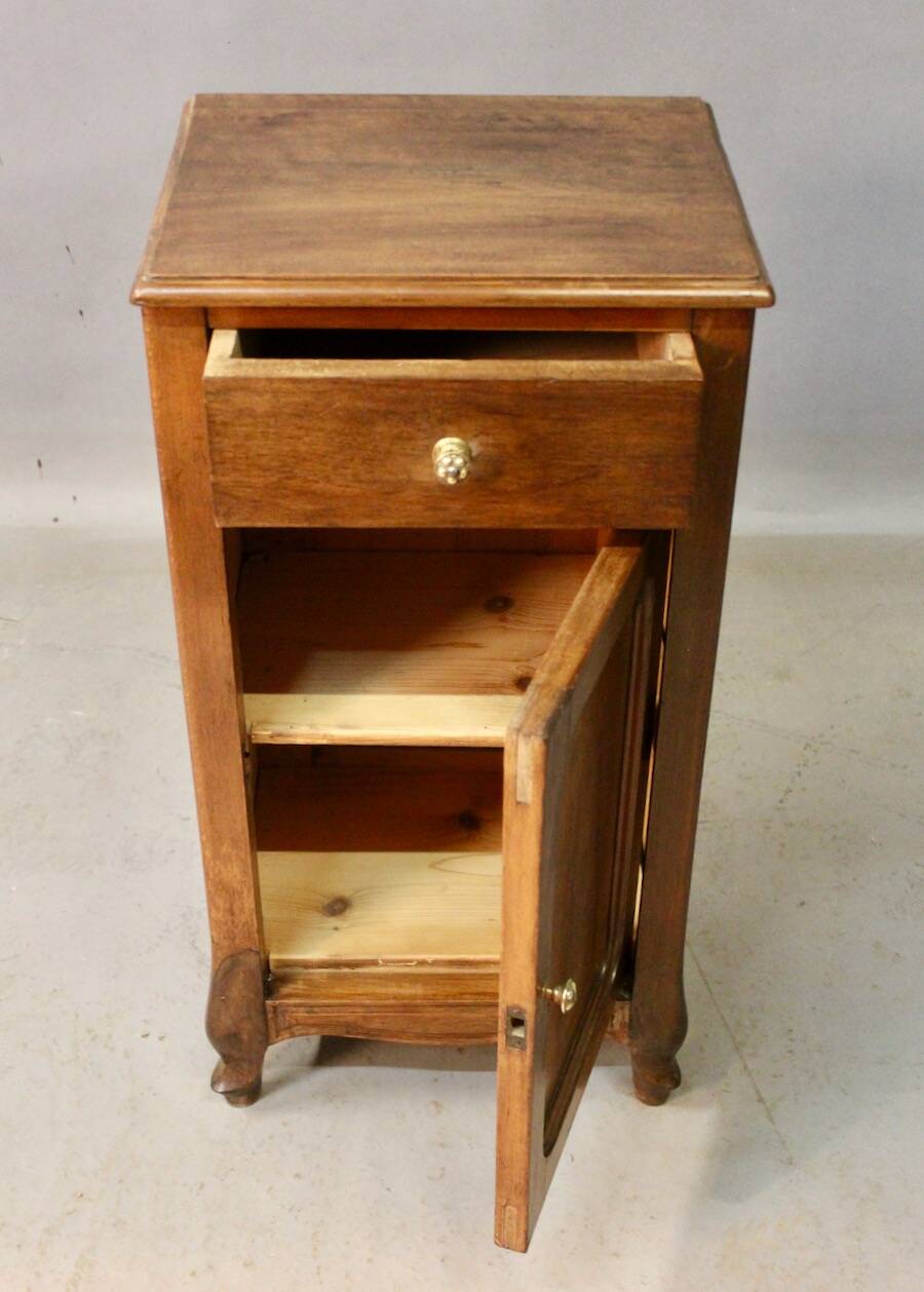 Art nouveau walnut bedside table