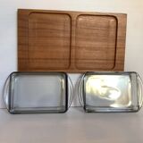 Teak servant denmark smoked glass