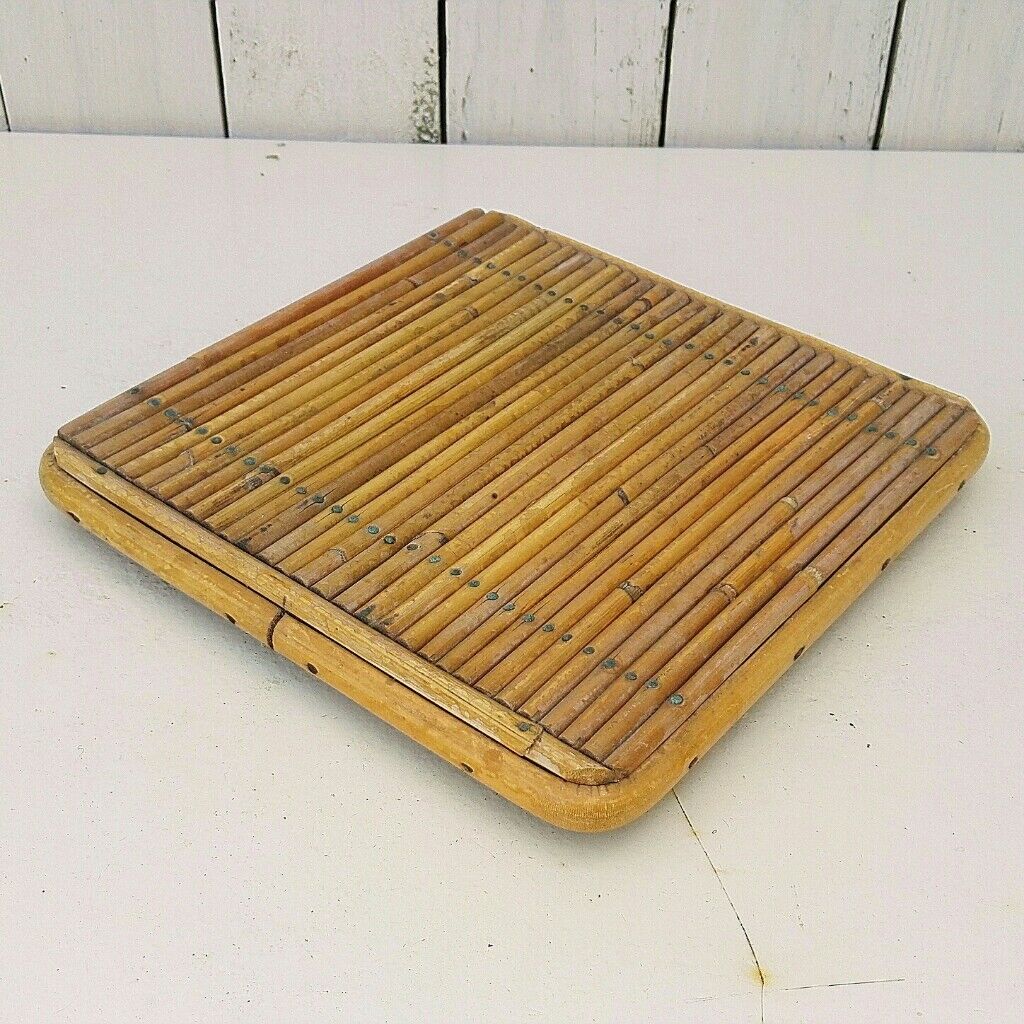 Flat rattan bottom vintage tableware